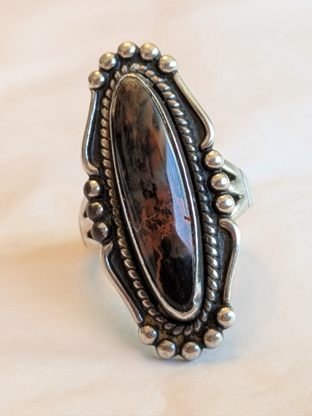 Bell Trading Sterling Silver Ring Jasper Look Cabochon Navajo Style 5.75